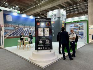SOLERGY Label on display at Abora Solar's booth at the ISH Frankfurt 2025